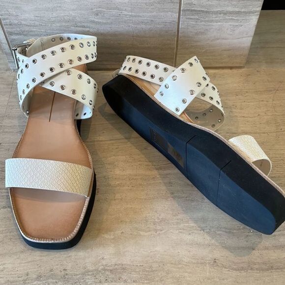 Free People Dolce Vita Panko Stud Sandals Strappy White Leather US 9 NWOB - Picture 7 of 11